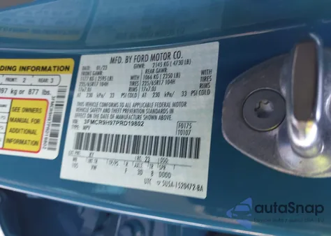 2023 Ford Bronco Sport Heritage Limited z USA, uszkodzony, nr VIN 3FMCR9H97PRD19802